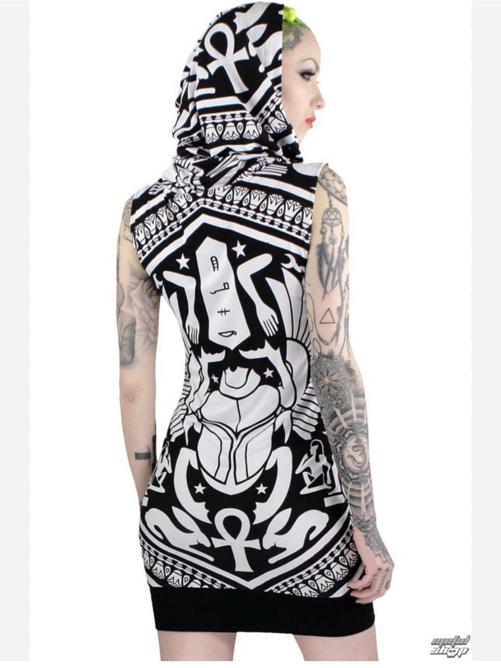KillStar Dress Hoodie Sleeveless Mini Black white BodyCon Symbols Beetle